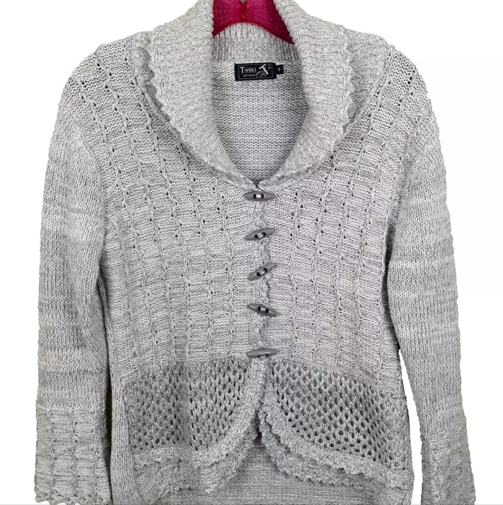 Tivoli Of Ireland Linen Cotton Cardigan Women's Size Medium Toggle Closure Gray